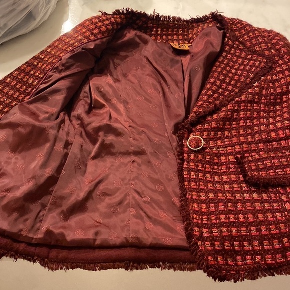 Tory Burch- “Victory” Tweed Blazer Jacket with stringed Trim - Picture 5 of 10